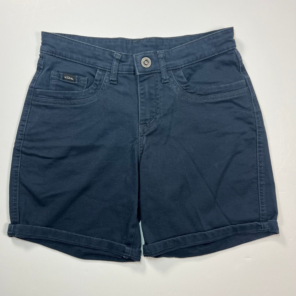 KÜHL Women's Size 4 Navy Denim Cuffed Shorts Outdoor Hiking Casual Bermuda